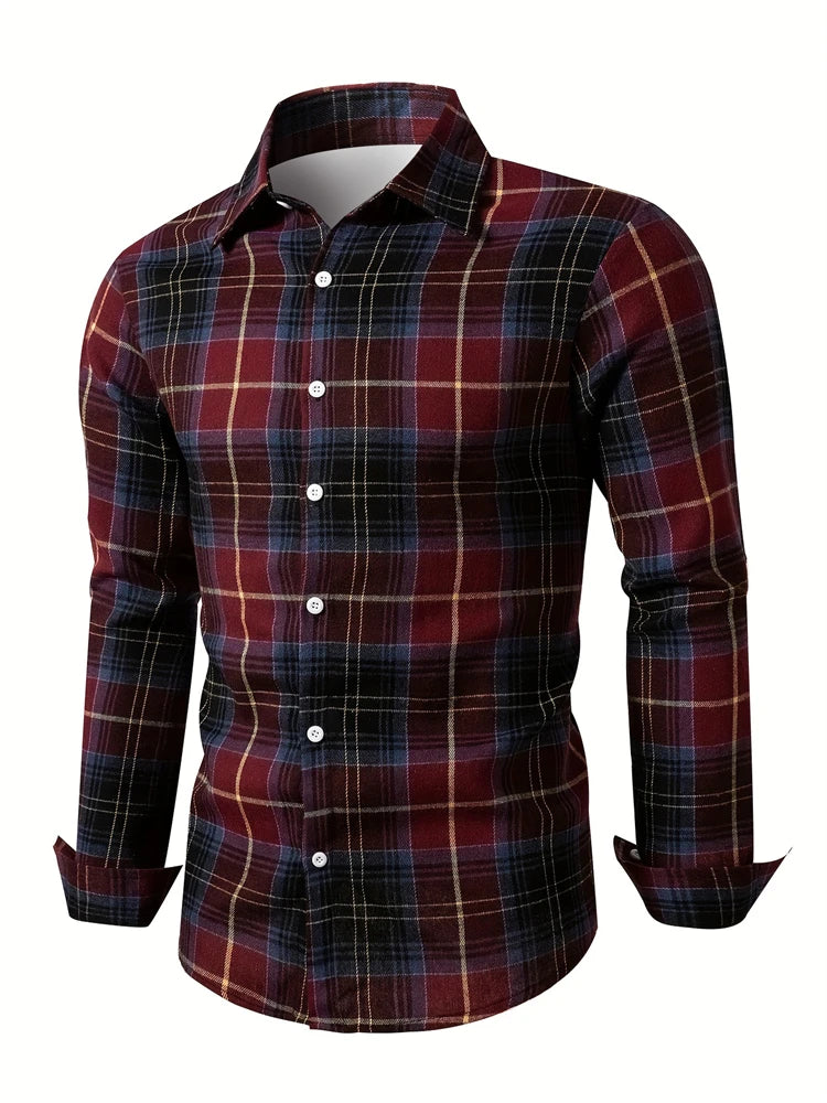 Men's long sleeve button-down shirt with square stripe 3D print, casual animal pattern, autumn fashion by Showlu Fashion Store.