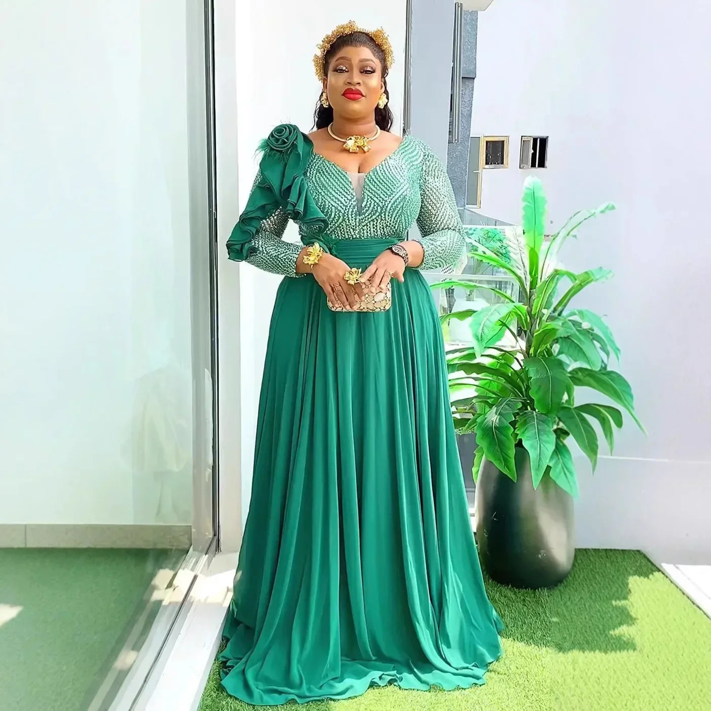 Sequin Elegant African Dresses for Women 2025 New Africa Clothing Plus Size Wedding Party Long Dress Dashiki Ankara Outfits Robe SHOWLU FASHION STORE