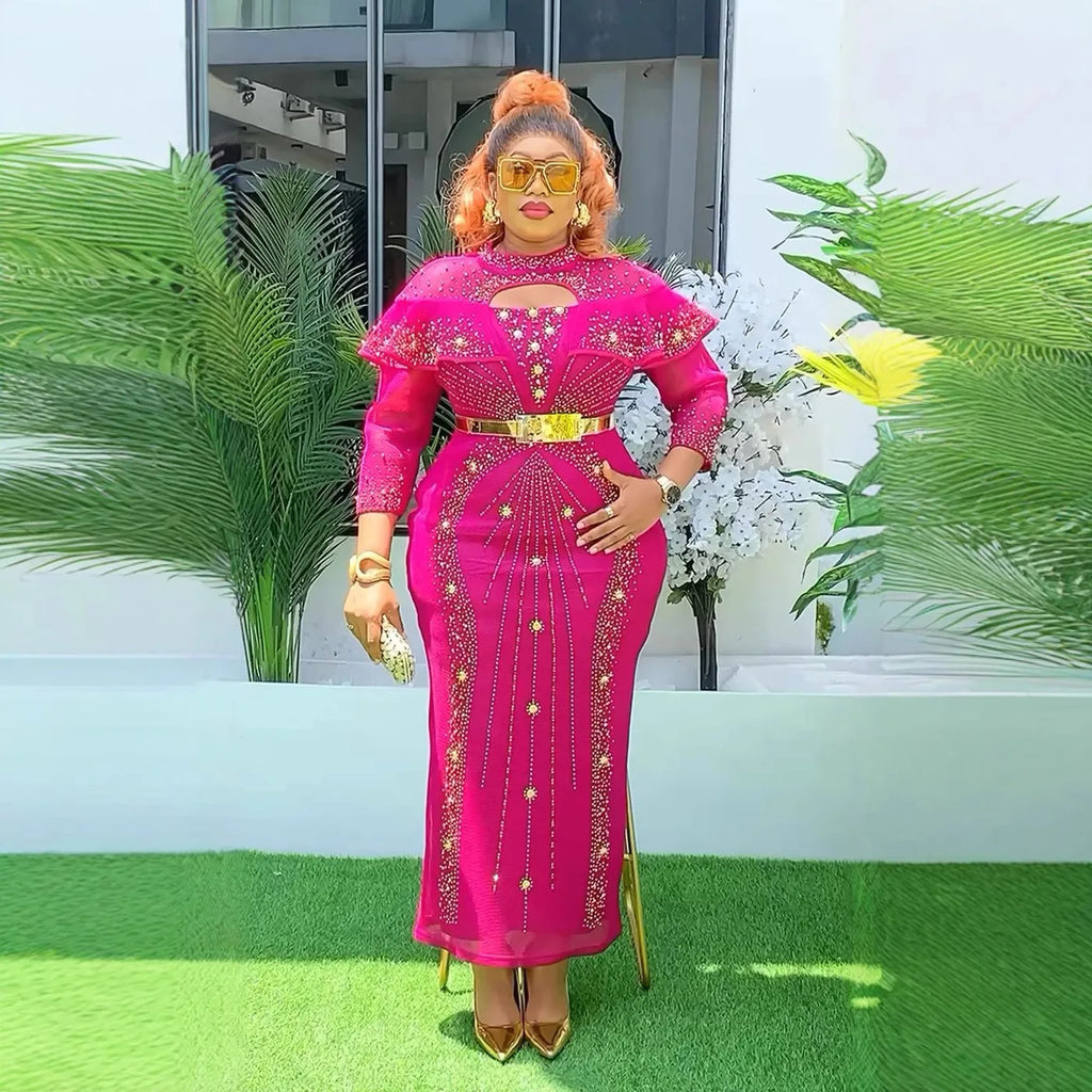 Plus size Risbrdfly African Dashiki Ankara long dress, elegant wedding party robe with vibrant colorful patterns.