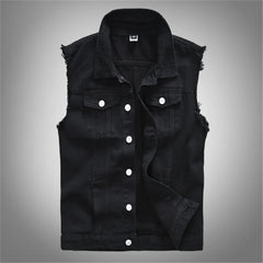Men's New Fashion Sleeveless Denim Vest  Autumn Casual Solid Color Cowboy Jacket Slim Fit Single-breasted Jeans Streetwear SHOWLU FASHION STORE