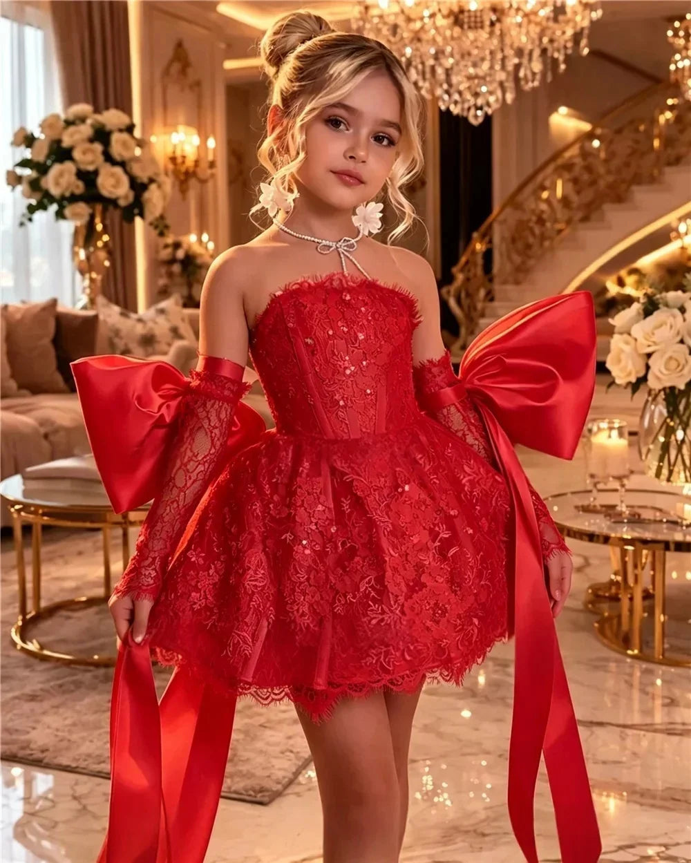 Light Blue Flower Girl Dresses for Wedding Off Shoulder with Bows Knee Lenght Kids Birthday First Communion Ball Gowns Custom