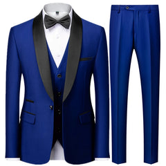 Men's British Style Slim Suit 3 Piece Set Jacket Vest Pants / Male Business Gentleman High End Custom Dress Blazers Coat  S-6XL