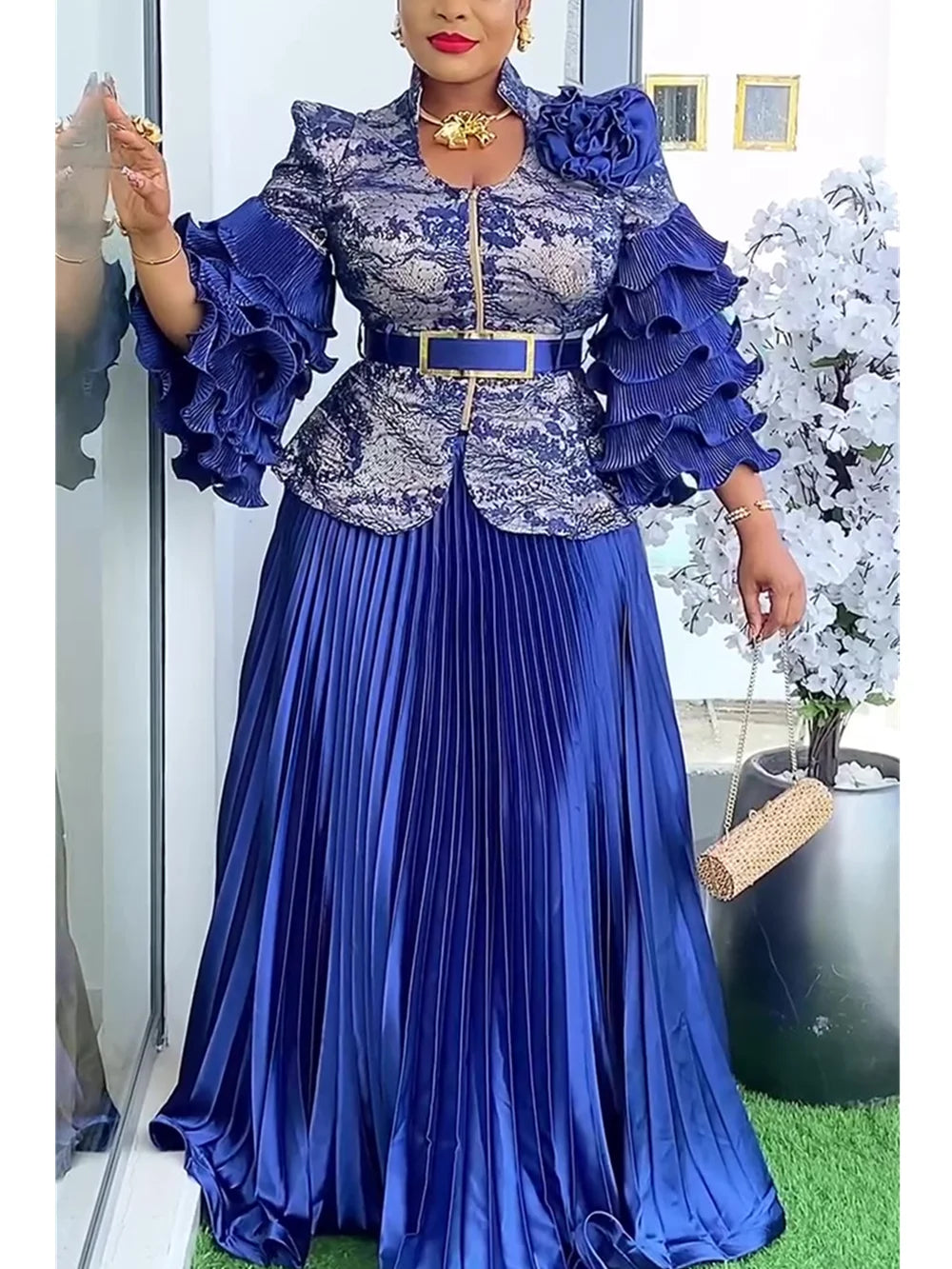 African Ankara Dashiki 2-piece skirt set with vibrant patterns, perfect for weddings, by SHOWLU FASHION STORE.
