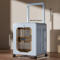 Showlu portable folding pet stroller and airline-approved cat carrier with mesh sides and compact design for easy travel.
