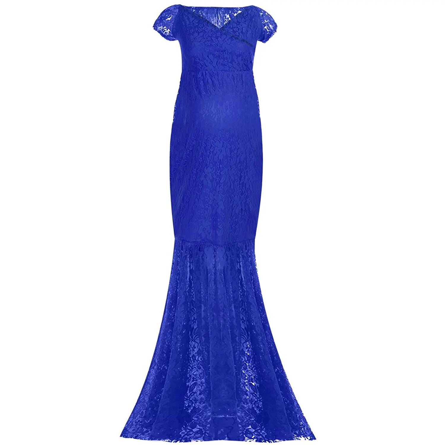 Long sleeve mermaid lace maternity gown by SHOWLU FASHION STORE, elegant maxi dress for maternity photography.