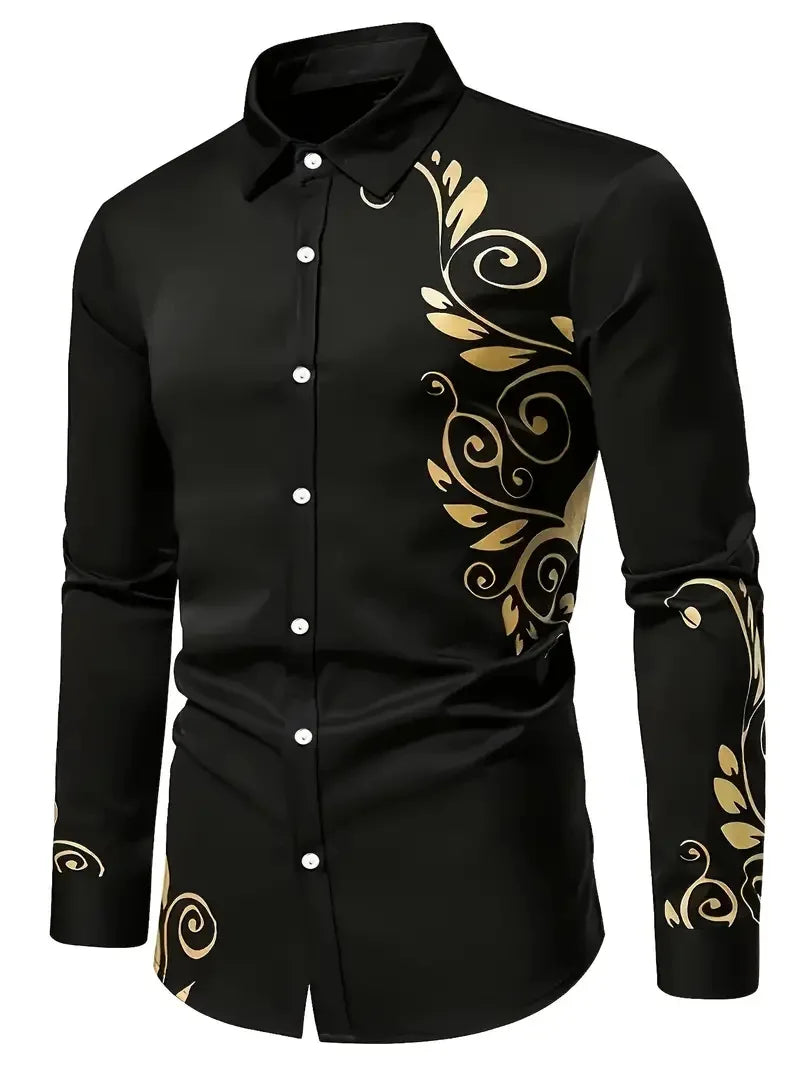 Hawaiian men's long sleeve shirt with 3D printed design, button-up style, casual street fashion from Showlu Fashion Store