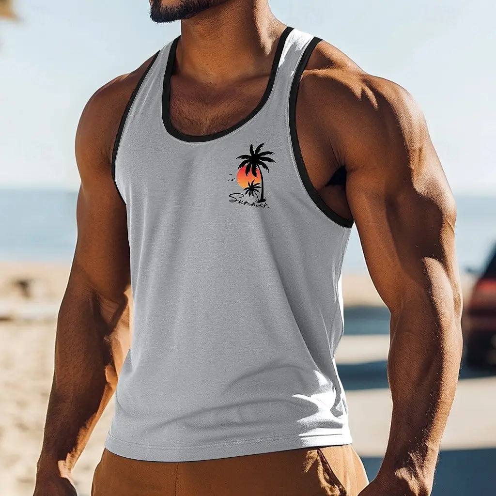 Showlu men's quick dry sports tank top with 3D printed design, ideal for gym and casual athletic wear