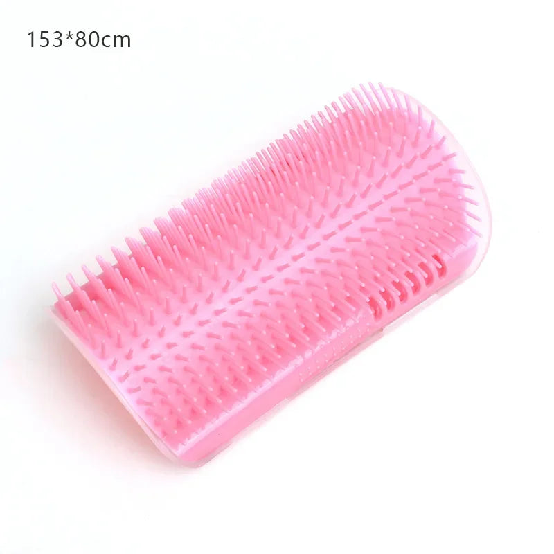 Showlu fashion cat massage tool and self-cleaning pet hair removal comb with wall mount for grooming and relaxing cats.