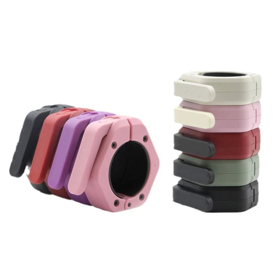 Showlu Fashion Store magnetic weightlifting barbell clamps with quick-release hexagon deadlift collars and spin lock for secure training.