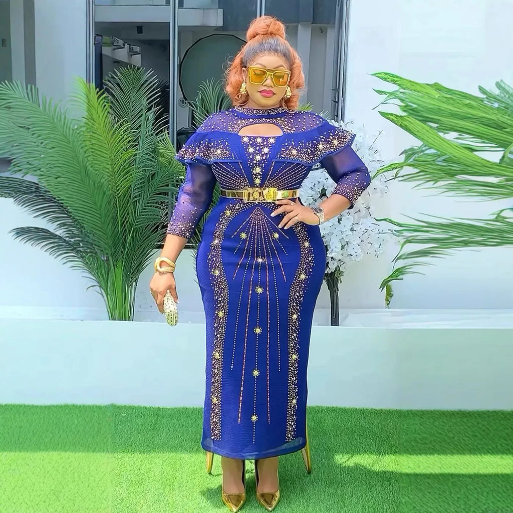 Plus size African Dashiki Ankara long dress with vibrant patterns, perfect for weddings or special occasions, by SHOWLU FASHION STORE.