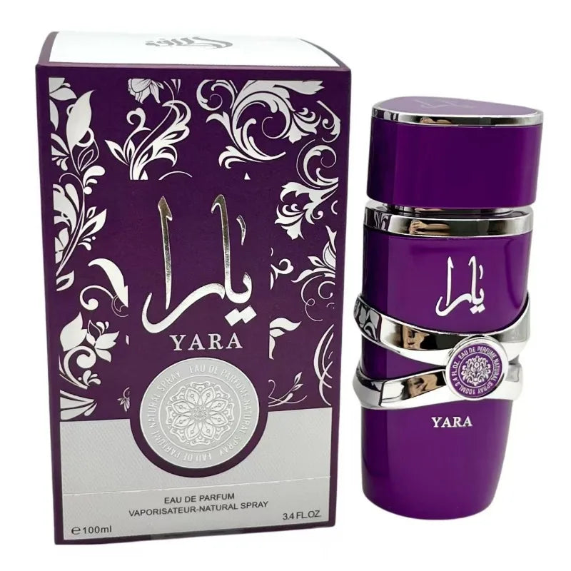 Unisex Lattafa Yara & Asad Eau de Parfum 100ml bottle with elegant packaging, Arabian fragrance, showcasing the luxurious design.