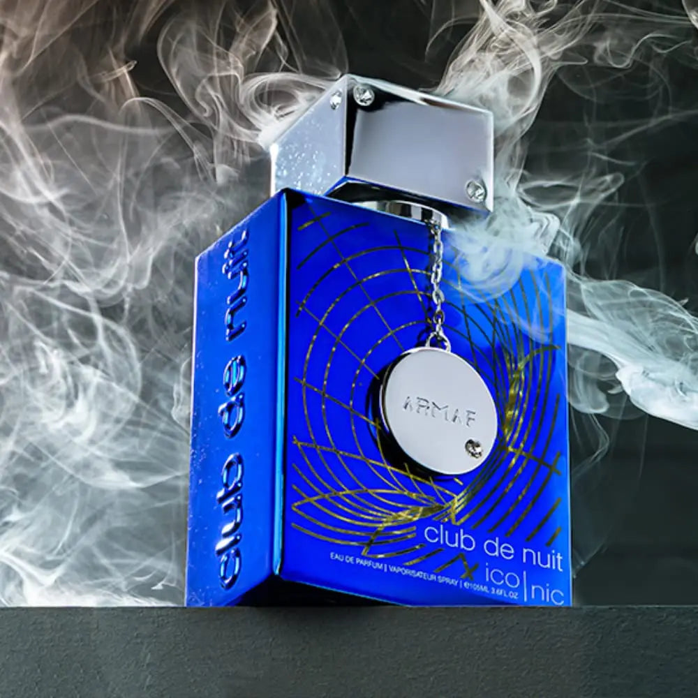 Men's Armaf Club de Nuit Blue Iconic Eau de Parfum spray in 105ml bottle, stylish packaging and sleek design.