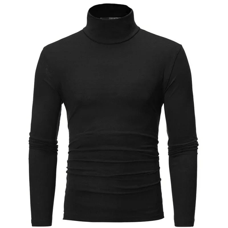 Slim fit men's thermal underwear top with turtleneck and long sleeves, by SHOWLU FASHION STORE, designed for warmth and comfort.