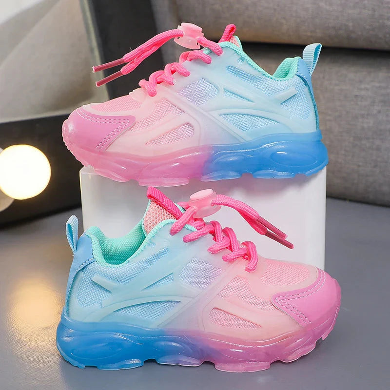 Children's breathable mesh sneakers by SHOWLU, lightweight kids' walking shoes with comfortable design and sporty style.