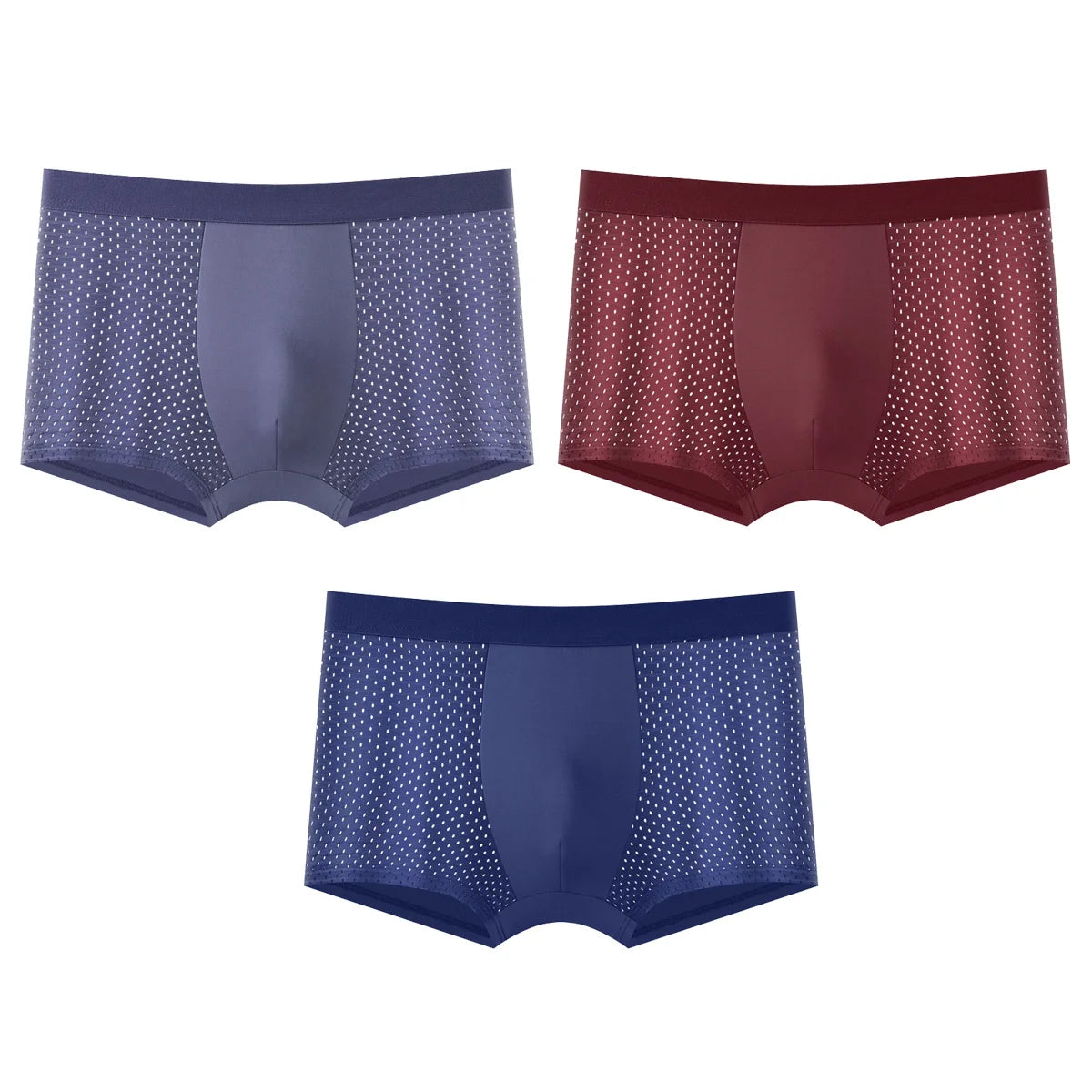 Showlu Men's Ice Silk Mesh Boxer Shorts, breathable underwear, 3-pack, lightweight and comfortable for everyday wear