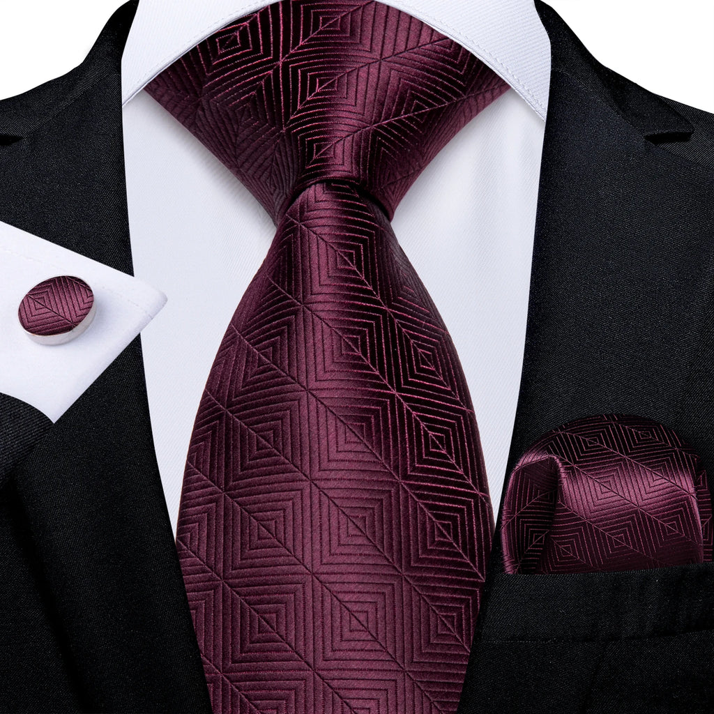 DiBanGu Ties For Men Purple Floral Paisley Necktie Business Formal 100% Silk Tie Pocket Square Set For Wedding Party Cravat