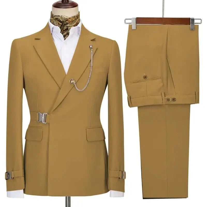 Men's slim fit Italian suit by SHOWLU FASHION STORE, featuring a notched lapel tuxedo with a stylish 2-piece design.