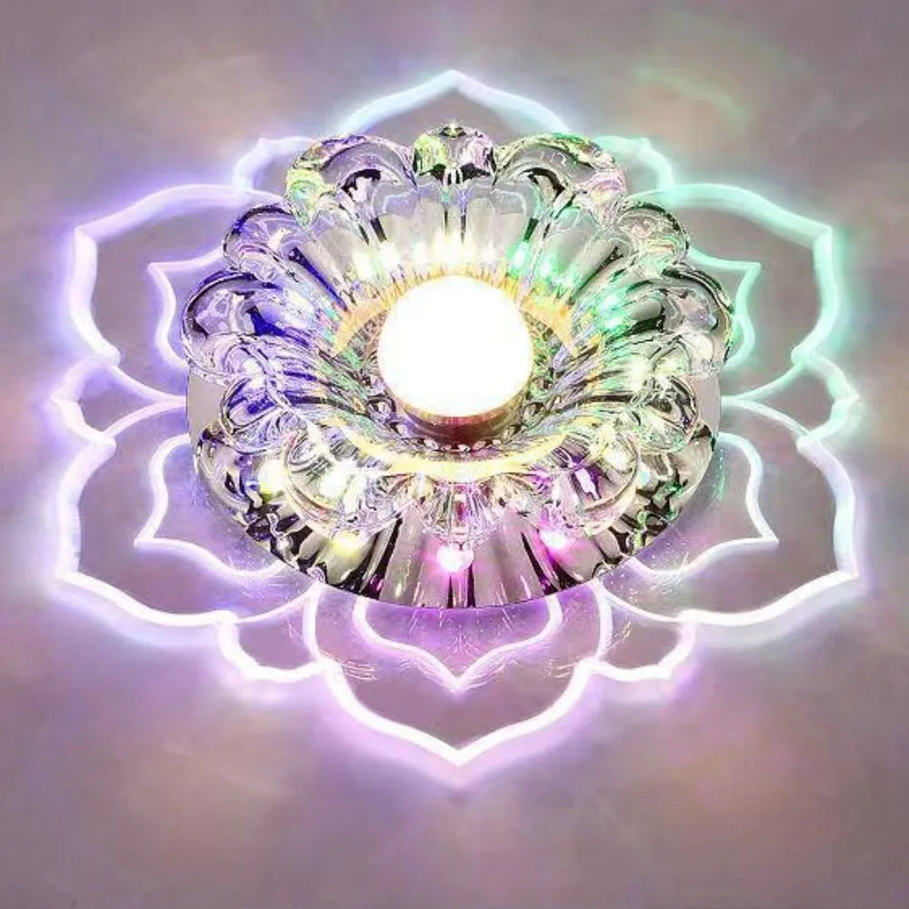 Showlu 9W LED crystal petal ceiling light fixture with modern acrylic pendant design, ideal for contemporary interior lighting.