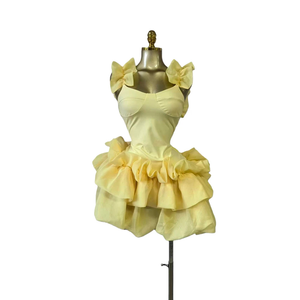 Showlu Smart General luxury ruffled unneck mini dress with elegant design, perfect for stylish occasions and evening wear.