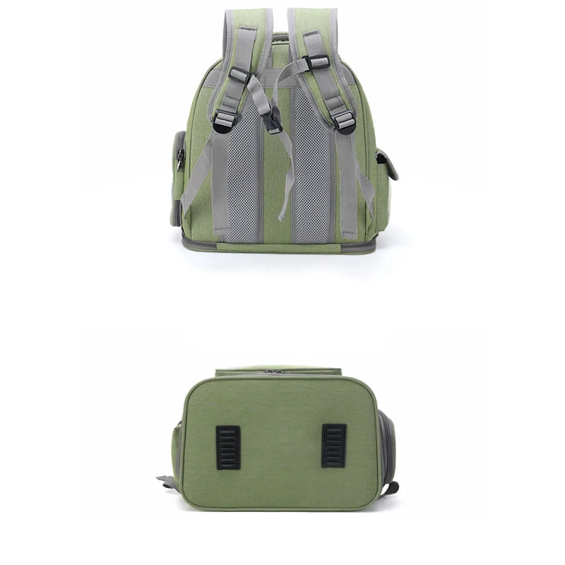 Showlu transparent folding pet carrier backpack made of nylon, designed for travel with a clear window and breathable sides.