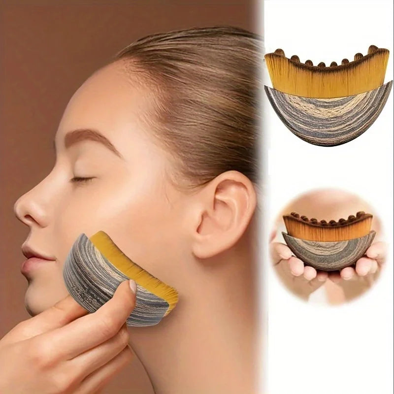 Lymphatic contour face brush from Stone's Store with soft bristles for gentle facial massage and skin toning.