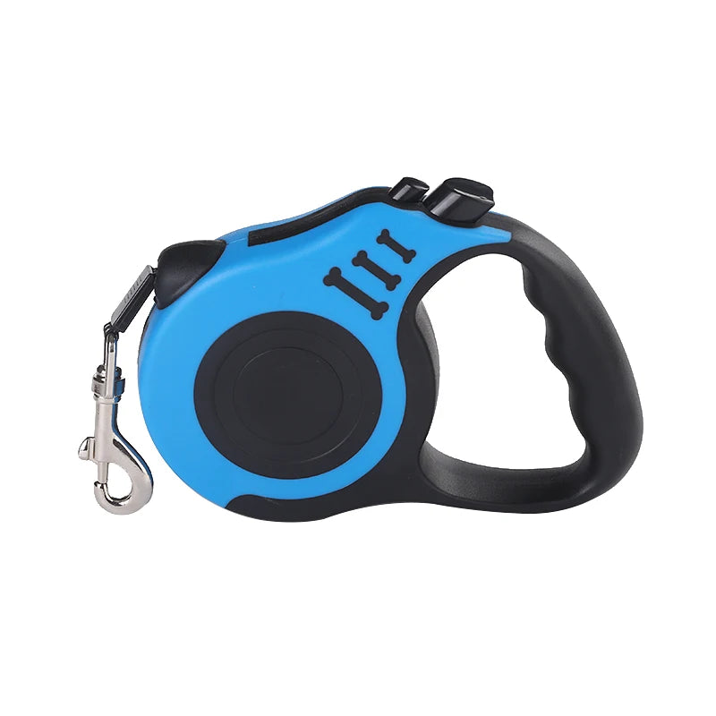 Durable nylon dog leash for small dogs and puppies, automatic retractable lead with 3m or 5m length for outdoor walks and hiking.