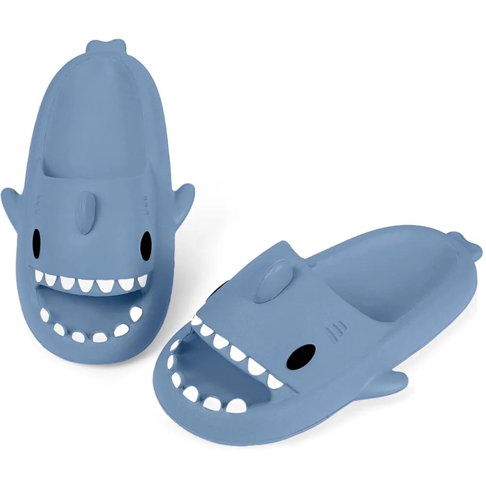 Kids Shark Cloud slippers by Kidmi, cute EVA beach slides with shark design, perfect for summer wear for adults and kids.
