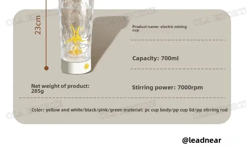 Showlu Smart Portable USB Electric Protein Shake Blender Cup with a sleek design, ideal for on-the-go smoothies and protein shakes