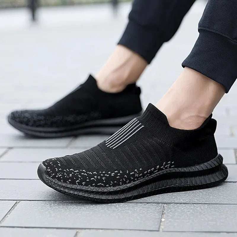 Breathable mesh men's walking shoes by SHOWLU FASHION STORE, slip-on running sneakers with lightweight design and supportive sole.