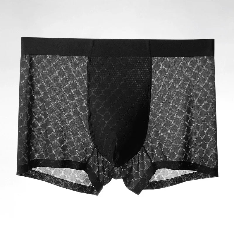 Men's Ice Silk Boxer Briefs by Showlu Fashion Store, breathable and seamless summer underwear with a slim fit and soft fabric.