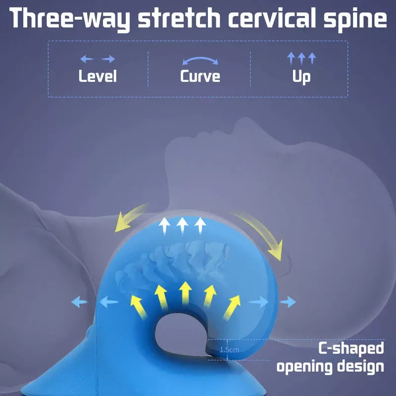 Showlu Fashion Store cervical neck and shoulder relaxer device for chiropractic traction, featuring remedial pillows for pain relief.