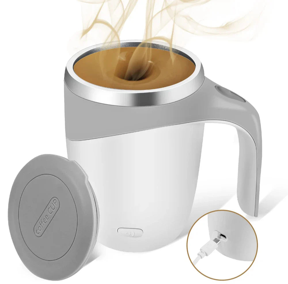 Rechargeable stainless steel Showlu Automatic Stirring Cup with a sleek design, perfect for mixing coffee or beverages on the go.