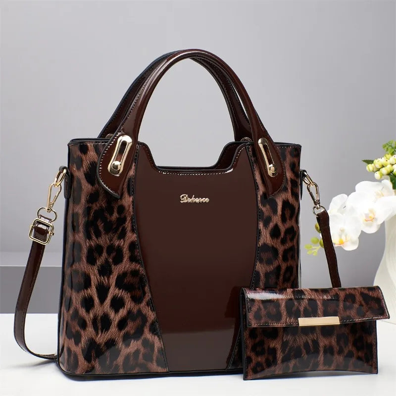 New Patent Leather Handbag Banquet Dress One-shoulder Cross-body Bags Large-capacity Female Daily Design Totes Shopping Bag