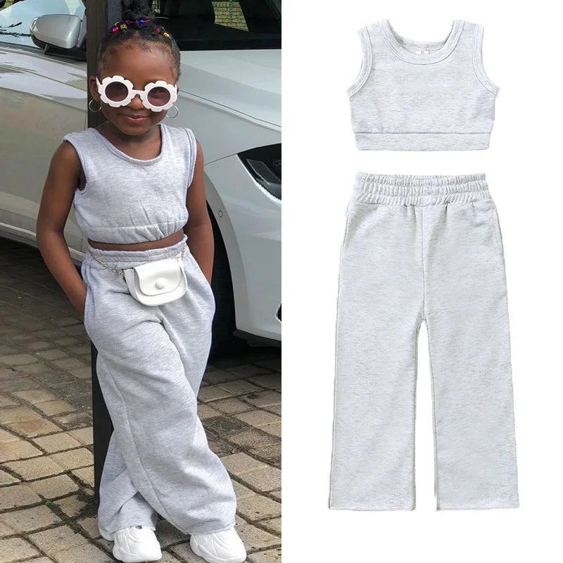 Kids Tales girls' 2-piece cotton T-shirt and pants set for ages 1–6, featuring colorful playful design and comfortable fabric.