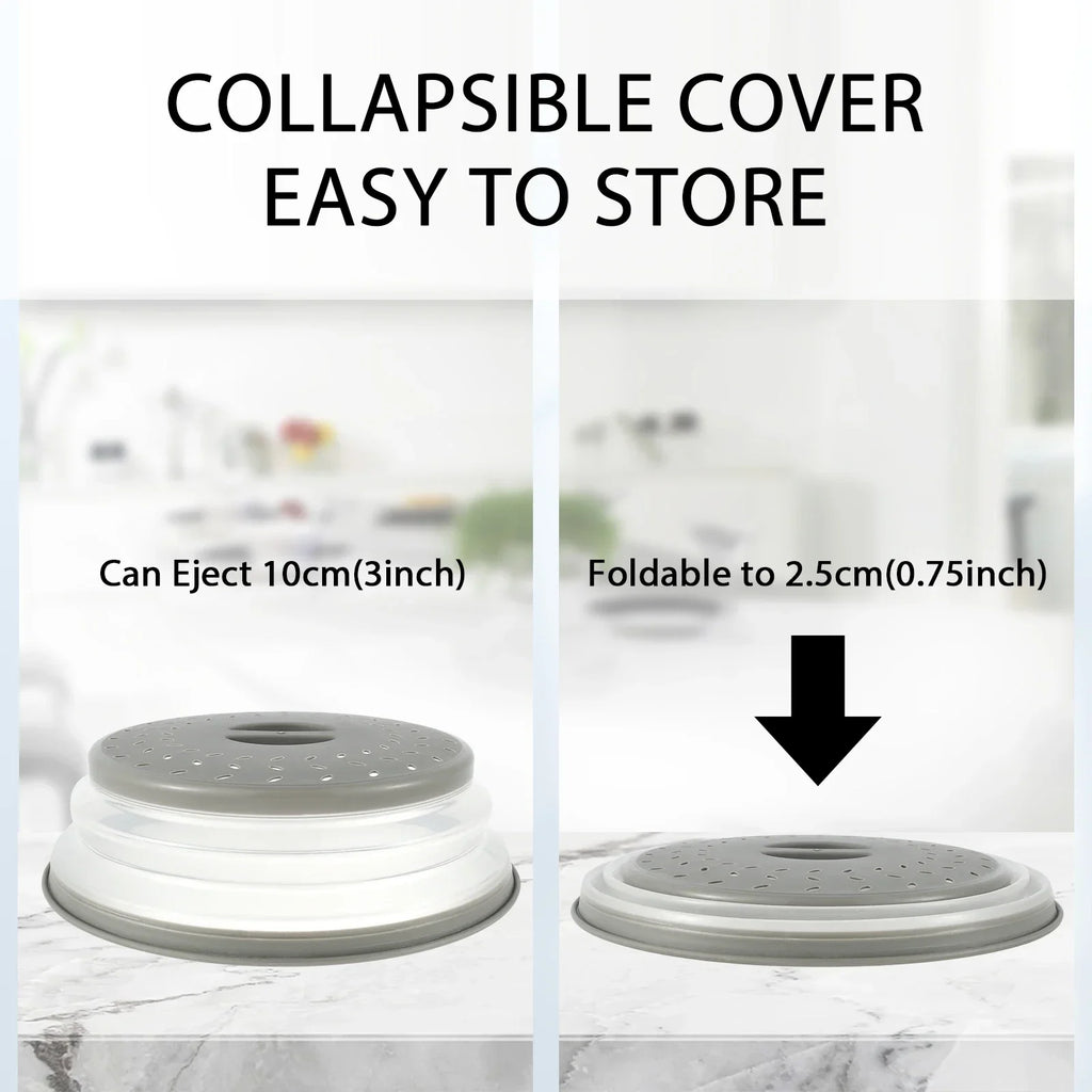 Showlu Smart General silicone microwave cover with vent holes, silicone material, and adjustable size for microwave food protection.