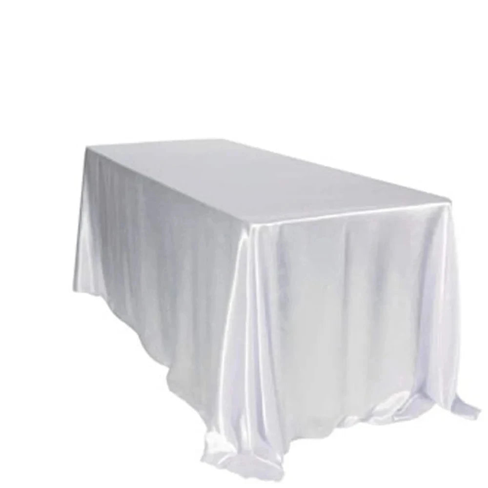 Rectangle Satin Tablecloth Wedding Table Cloth White for Christmas Baby Shower Birthday Events Banquet Decor Home Dining Table