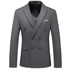 2025 Fashion New Men's Casual Boutique Business Solid Color Double Breasted Suit Jacket Blazers Coat
