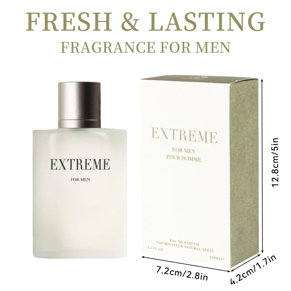 SHOWLU EXTREME men's Eau de Parfum bottle, long-lasting fragrance in a 3.4 oz spray bottle, sleek design.