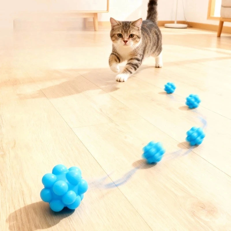 Cat Chew Ball Toy Silicone High Elasticity Bite-resistant Kitten Toy Cat Toy Supplies Teeth Cleaning Interactive Ball