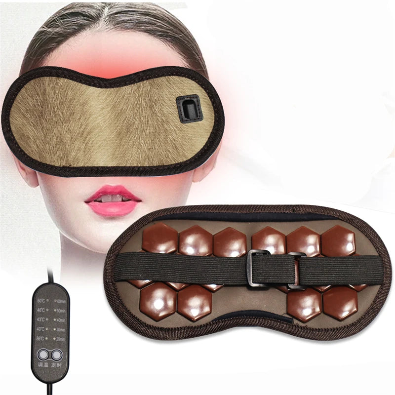 Showlu Smart General Maelsrom electric heat eye massage mask with adjustable straps and soft fabric for relaxing eye comfort.
