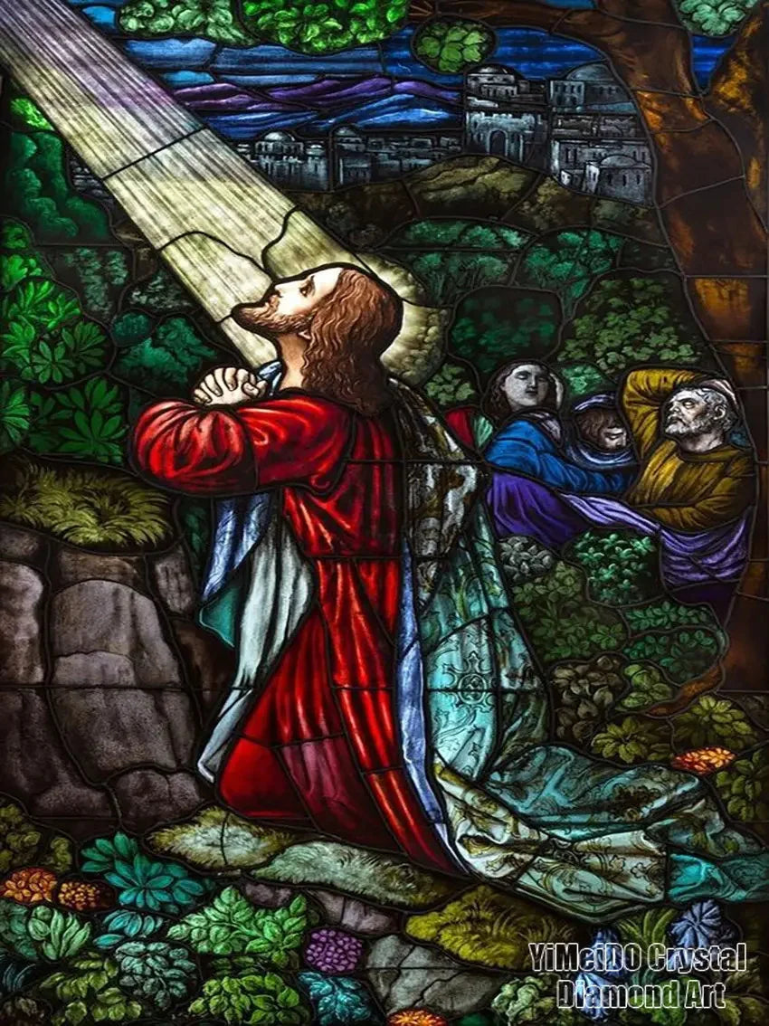 Jesus religious 5D diamond painting kit by Showlu Fashion Store featuring full resin embroidery and vibrant diamond details.