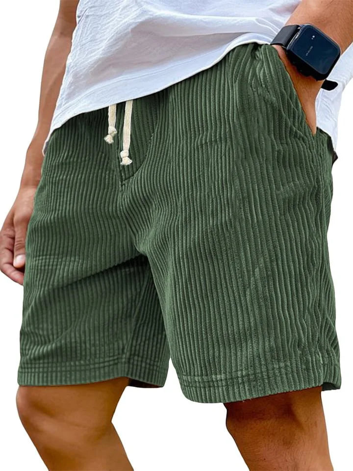 Men's retro corduroy casual shorts by Showlu Fashion, solid color, stylish harajuku-inspired short pants for men.