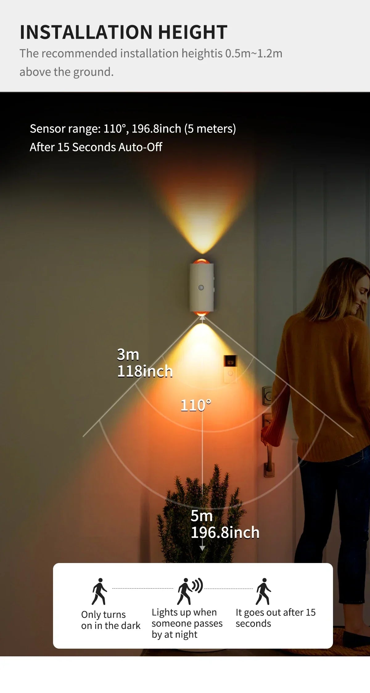 Showlu Smart Venuswing magnetic RGB night light with motion sensor, illuminating in vibrant colors for nighttime visibility.