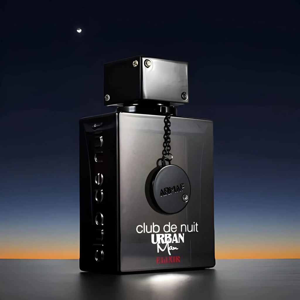 Armaf Club De Nuit Urban Man Elixir EDP perfume bottle, 105ml, featuring sleek design and masculine fragrance for men