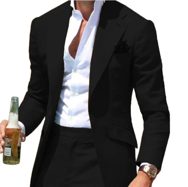 Costumes Pour Hommes Peak Collar Men Suits Notched Green Slim Fit Blazers Jackets Pants 2PCS Causal Business Wedding Groom Wear