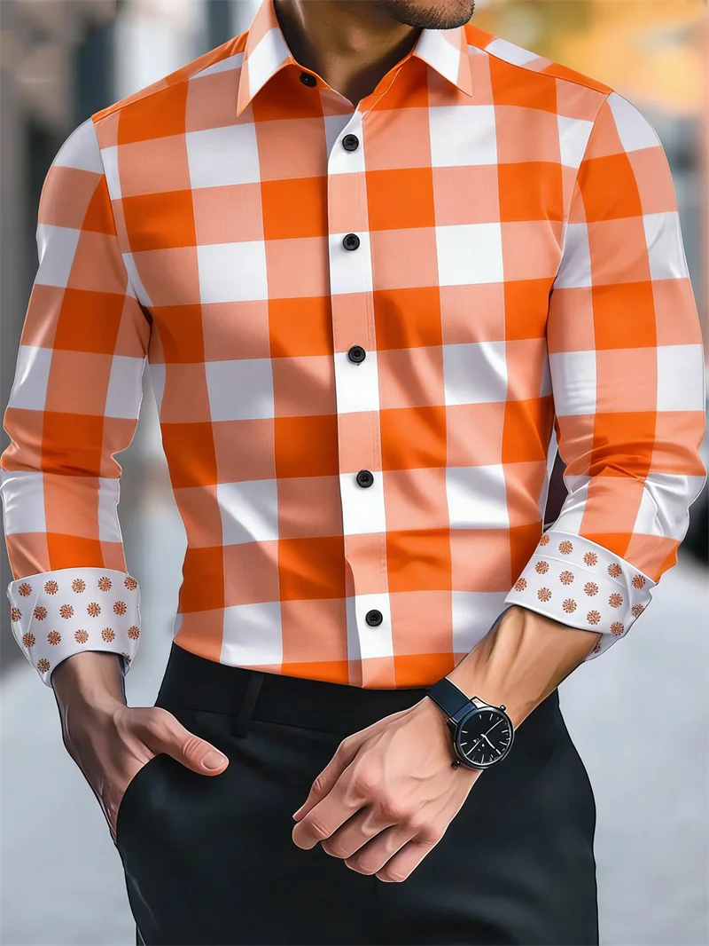 Yellow checkered slim fit silk bamboo long sleeve shirt for men by Showlu Fashion Store, displayed on a hanger.