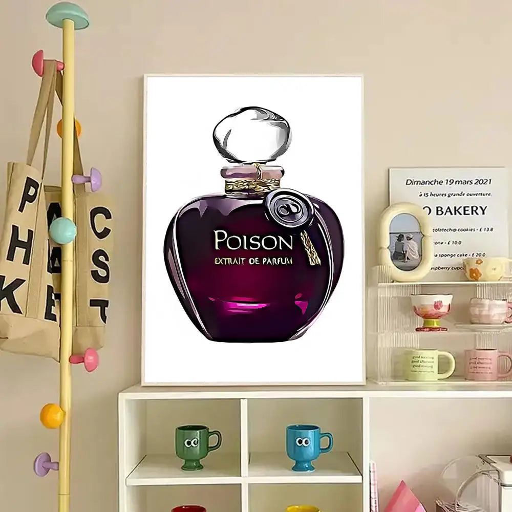 Showlu Fashion perfume bottle wall art poster featuring a modern Nordic design on paper mural background.