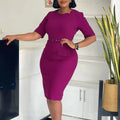 SHOWLU Women's square neck sheath midi dress in black, bodycon fit, suitable for formal work or elegant occasions.