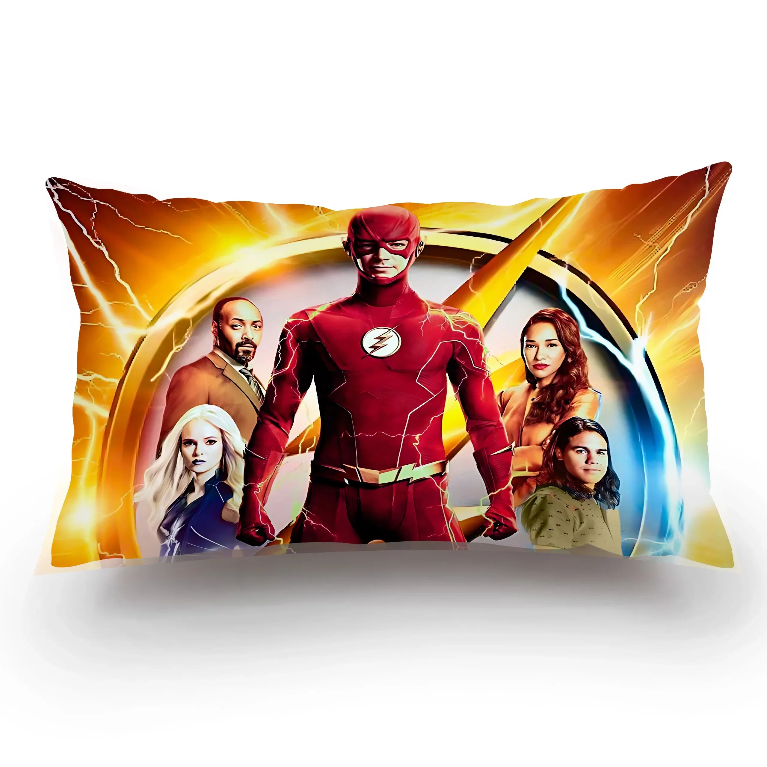 Double-sided Marvel The Flash plush pillow cover featuring comic-style artwork and vibrant red and yellow colors.
