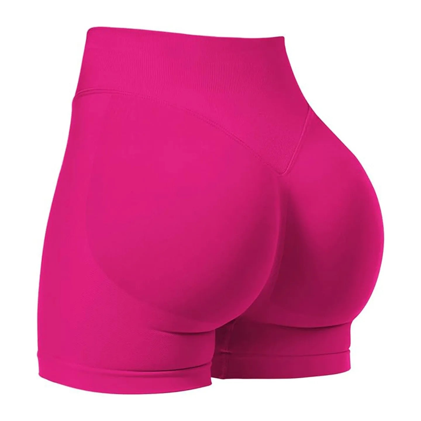 Women's seamless ribbed yoga shorts by SHOWLU FASHION STORE, high-stretch gym booty shorts, shown in black with a snug fit.